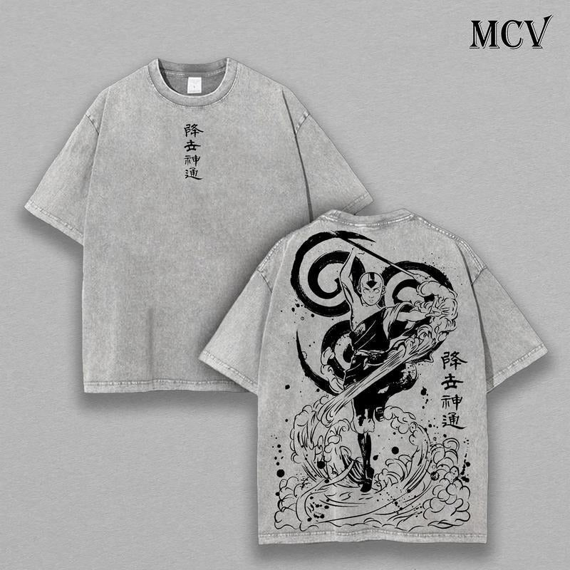 [ Mineral Wash ] Aang Shirt, Avatar The Last Airbender Shirt, Animated Shirt, Graphic Tee, Y2K, Unisex Oversize Anime Manga Washed, Gift For Men Women