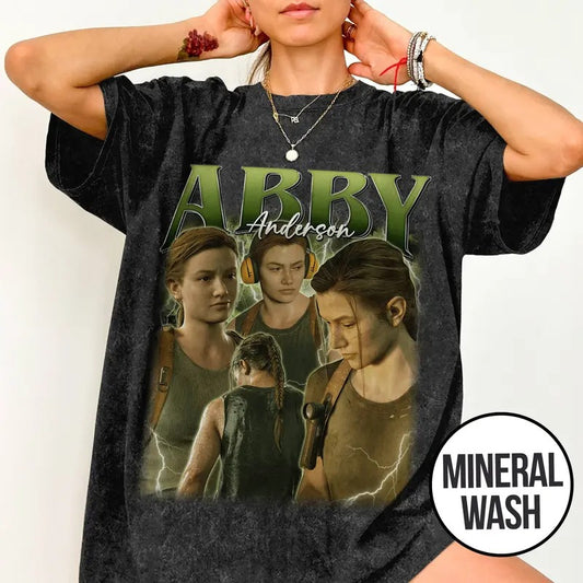 [ Mineral Wash ] Abby Anderson TLOU Shirt, Abby Anderson Y2K Vintage 90s Movie Shirt, TLOU Movie, Bootleg Rap Style Graphic Washed Shirt