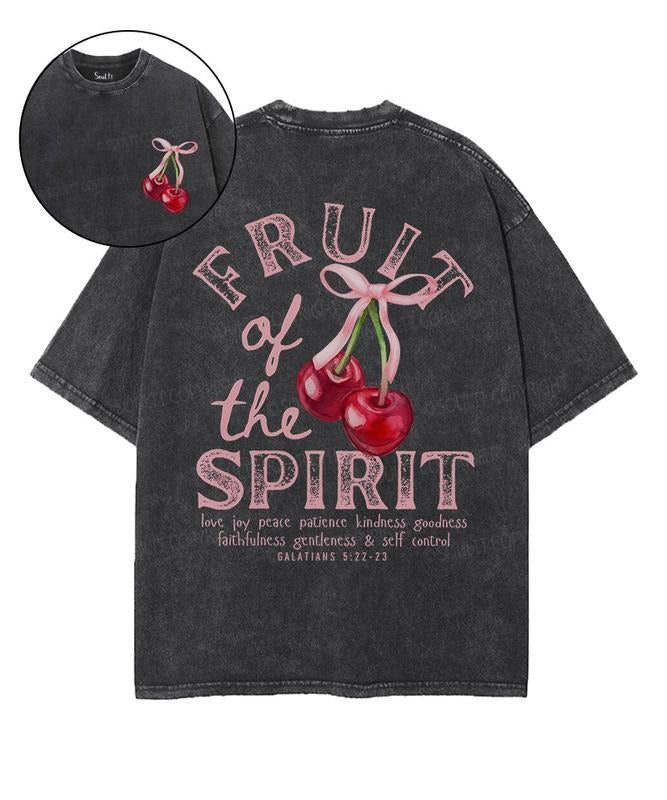 [ Mineral Wash ] Fruit Of The Spirit Double Sided Unisex Washed Christian TShirt, 5Xl Vintage Jesus Shirt, Cotton Menswear Womenswear