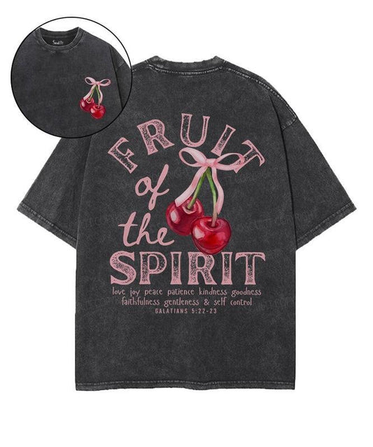 [ Mineral Wash ] Fruit Of The Spirit Double Sided Unisex Washed Christian TShirt, 5Xl Vintage Jesus Shirt, Cotton Menswear Womenswear
