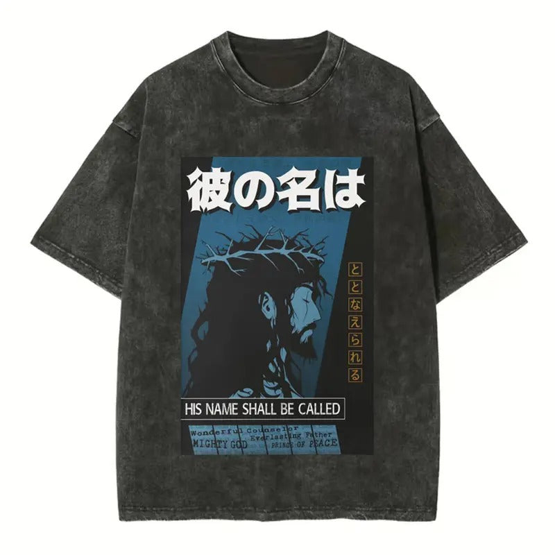 [ Mineral Wash ] His Name Shall Be Called Jesus Christian Washed Shirt Jesus Graphic Washed Style Shirt