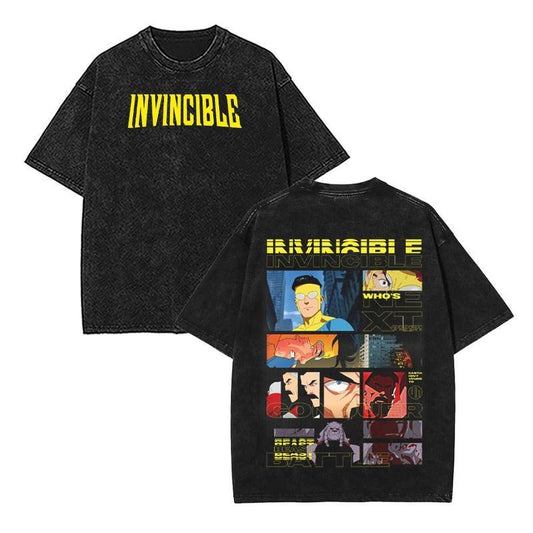 [ Mineral Wash ] Invincible War Tee, Comics TShirt, Tv Show Comics Washed TShirt Heavyweight Cotton, Unisex Shirt Streetwear Tropical Graphic Tshirt Menswear Top