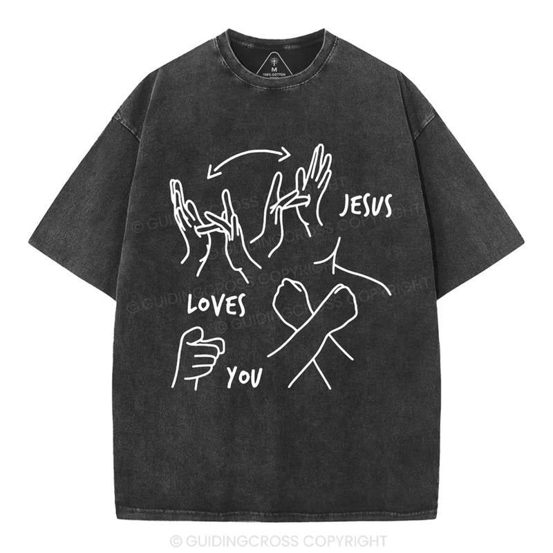 [ Mineral Wash ] Jesus Love You Christian Washed Shirt Jesus Graphic Washed Style Shirt