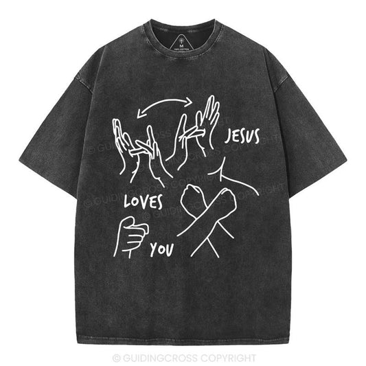 [ Mineral Wash ] Jesus Love You Christian Washed Shirt Jesus Graphic Washed Style Shirt
