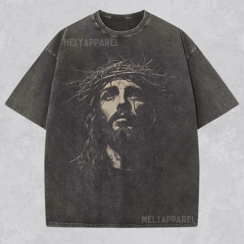 [ Mineral Wash ] Jesus Shirt Christian Streetwear Religious Washed Gift For Him Or Her Faith Apparel Unisex Tee Jesus Christ Church Wear