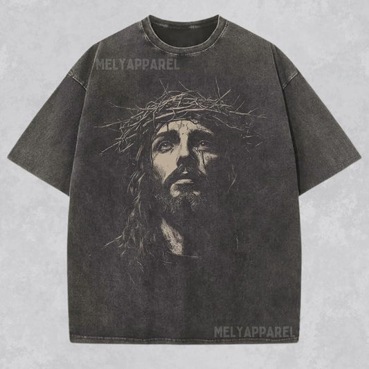 [ Mineral Wash ] Jesus Shirt Christian Streetwear Religious Washed Gift For Him Or Her Faith Apparel Unisex Tee Jesus Christ Church Wear