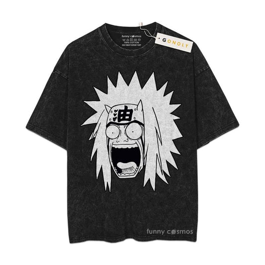 [ Mineral Wash ] Jiraiya Face Naruto Fan Anime Shirt, Graphic Washed Style Shirt