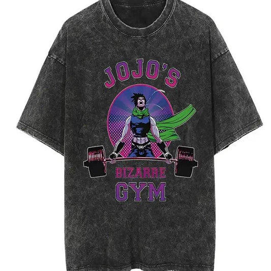 [ Mineral Wash ] JoJo's Bizarre Gym Tee Anime Fan Lovers Streetwear & Washed Gym Style Shirt