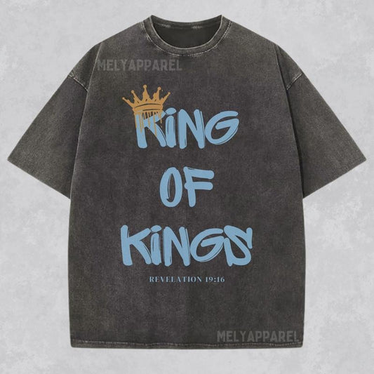 [ Mineral Wash ] King Of Kings Shirt Shirt Christian Clothing Religious Washed Gift For Him Or Her Jesus Christ Streetwear Faith Apparel Unisex Tee