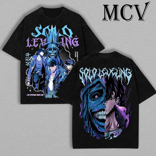 [ Mineral Wash ] Statue Of God TShirt Sung Jin Woo Collection TShirt , Solo Leveling Anime Clothing , Washed Heavy Cotton Tee , Perfect Gift For Manga & Anime Fans , Gift For Him & Her
