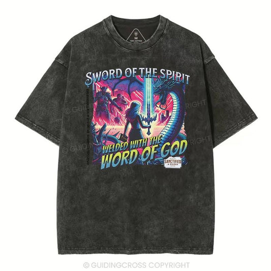 [ Mineral Wash ] Sword Of The Spirit Christian Washed TShirt Jesus Graphic Washed Style Shirt