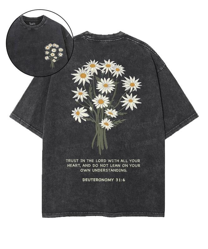 [ Mineral Wash ] Trust In The God Daisy Double Sided Unisex Washed Christian TShirt, 5Xl Vintage Jesus Shirt, Cotton Menswear Womenswear