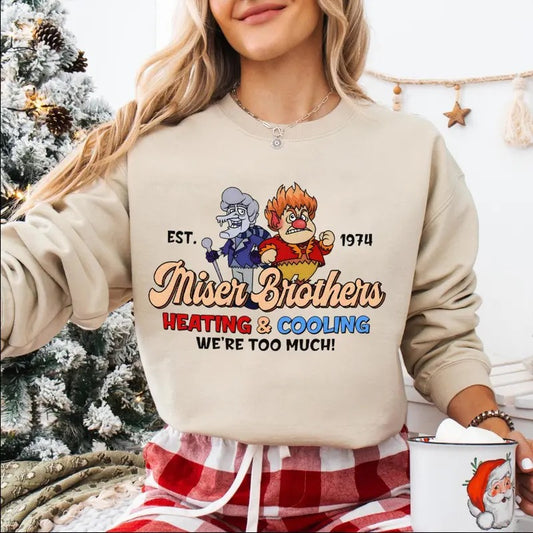 Miser Brothers Heating And Cooling Sweatshirt Shirt, Heat And Snow, The Year Without Santa Claus, Unisex Sweater Pullover Tee