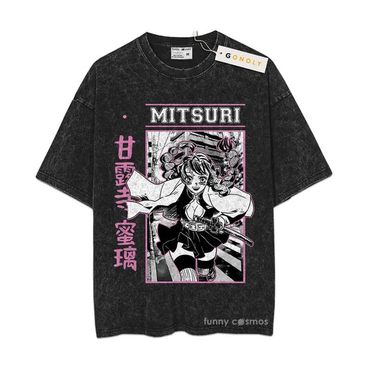 Mitsuri Kanroji Sweatshirt, Demon Pop Rock, Hip Hop Sweatshirt, Anime Sweatshirt, Vintage Sweatshirt Basic Mineral Wash TShirt