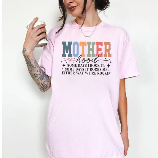 Mother Hood Shirt, Mothers Day Gift, Cool Moms Club, Badass Mom Shirt, Motherhood T Shirt, Some Days I Rock It, Unisex Short Sleeve Tee, Classic Streetwear