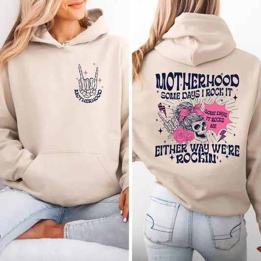 Motherhood Some Days I Rock It Sweatshirt, Rocker Mom Hoodie, Mothers Day Gift, Funny Mom Sweater, Skeleton Hand Motherhood Sweatshirt
