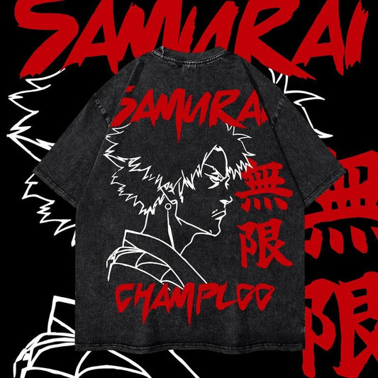 Mugen Dyenomite Mineral Wash Shirt, Samurai Shirt, Vintage Anime T-Shirt, Oversized Streetwear Tee, Classic Cotton