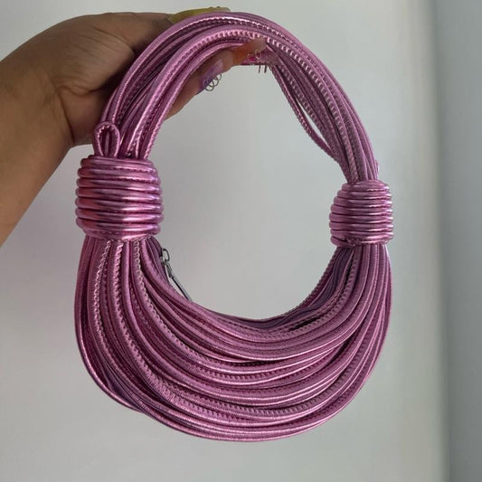 Multi Rope Chrome Pink Unisex Zippered Handbag