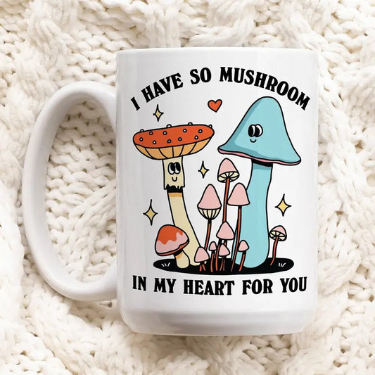 Mushroom Love Mug, Cute Couples Anniversary Cup, Mushroom Lover Gift, Cute Valentines Anniversary Gift Idea, Cottagecore Mushroom Gift, Novelty Coffee Mug, Gifts For Him Her, 11 15oz Ceramic Cup Drinkware Printed