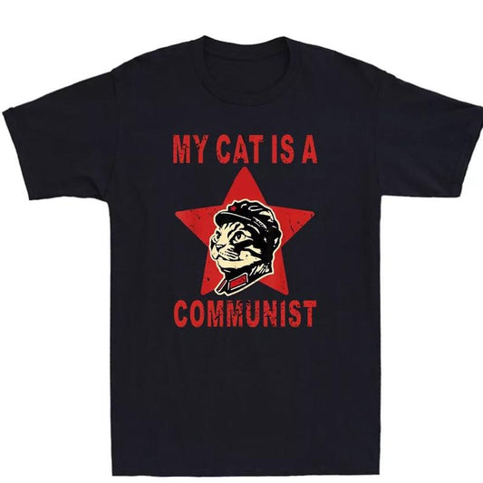 My Cat Is A Communist Funny Soviet Cat Meme Humor Saying Vintage Men's T-Shirt, unisex shirt, menswear, womenswear, gildan, crewneck