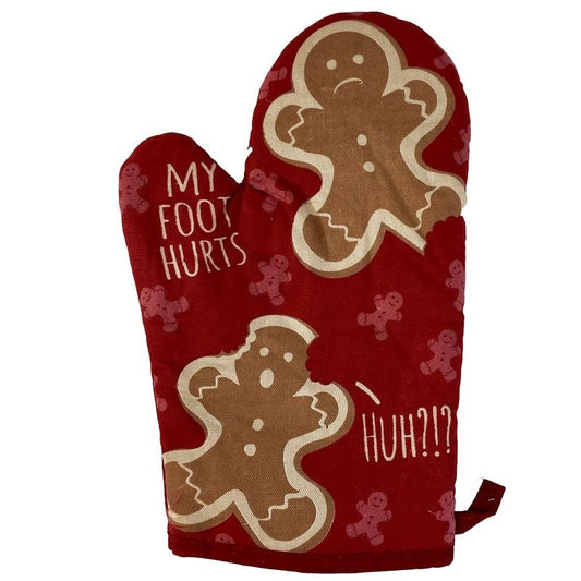 My Foot Hurts Oven Mitt Funny Christmas Eaten Gingerbread Cookies Holiday Gift Novelty Kitchen Glove Funny Graphic Kitchenwear Christmas  Funny Food  Novelty Cookware Red