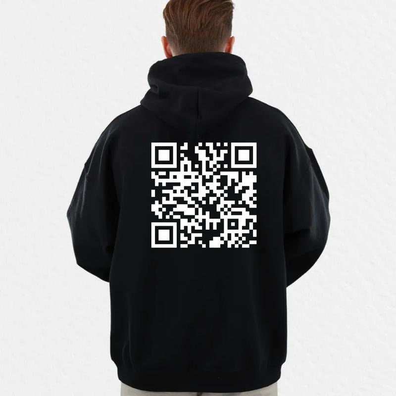 My Girlfriend Will K.ll You QR Code Back Print Hoodie, Funny QR Code Shirt, Boyfriend Gift From Girlfriend, Long Sleeve Pullover Shirt