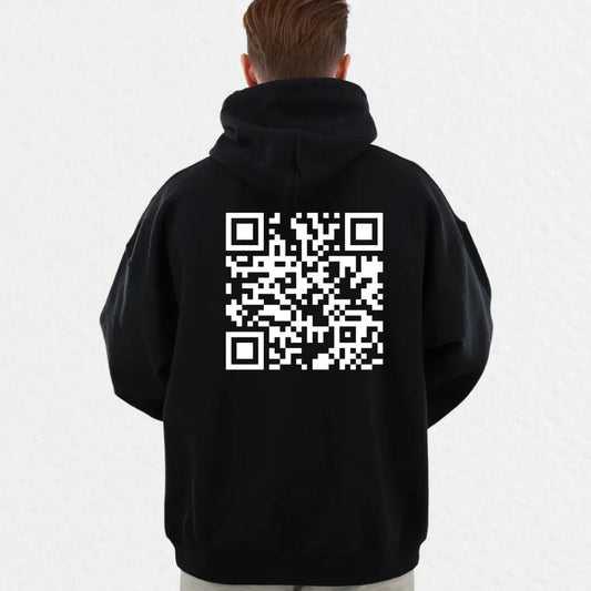 My Girlfriend Will K.ll You QR Code Back Print Hoodie, Funny QR Code Shirt, Boyfriend Gift From Girlfriend, Long Sleeve Pullover Shirt