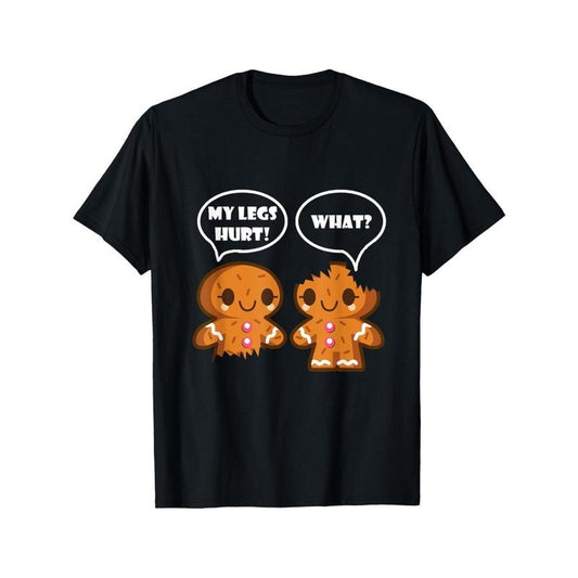 My Legs Hurt What Funny Christmas Gingerbread Men's T-shirt personality print pattern, casual round neck short sleeve, comfortable version of cotton short sleeve, four seasons can wear 220g made in usa