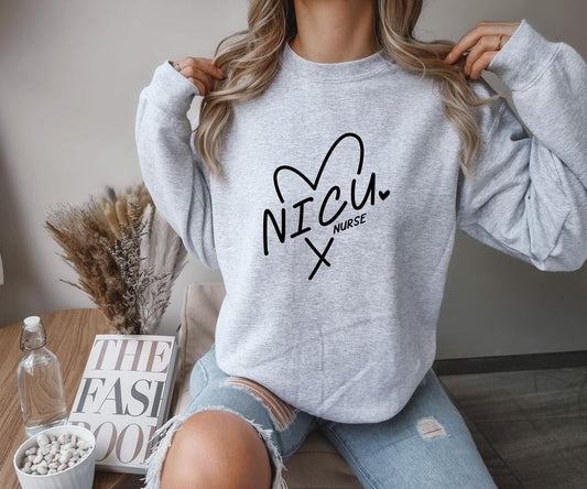 NICU Nurse with a heart Crewneck Sweatshirt