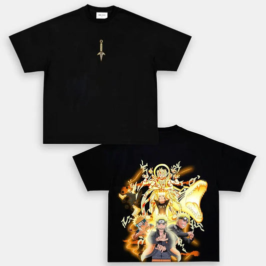 Naruto Anime Double Printed Vintage Oversized Tee Unisex Anime Manga Heavy Cotton T-shirt, Anime Lover, Top