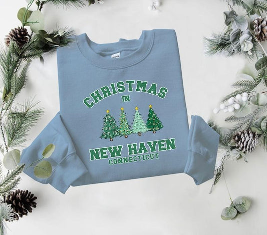 New Haven Christmas Sweatshirt, Connecticut Sweater, State Shirt, Personalized City Name Shirt, Christmas Trip Shirt, Christmas tree  T-shirt, sweater and Hoodie