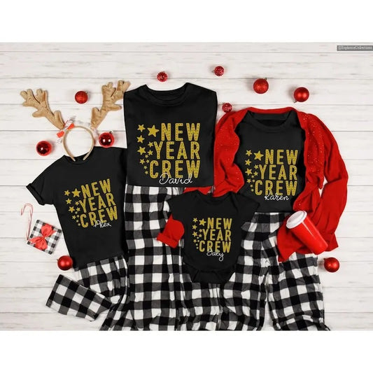 New Year Crew CUSTOM 2025 Shirts, Happy New Year Crew 2025 Adult Shirt, New Year Eve's Tee, Christmas Holiday Matching Group Tee Family , Global Trending Outfits