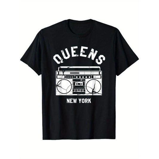 New York Print, Men's Cotton T-shirt, Graphic Tee Men's Outdoor Clothes, Casual Short Sleeve Crew Neck T-shirt made in usa