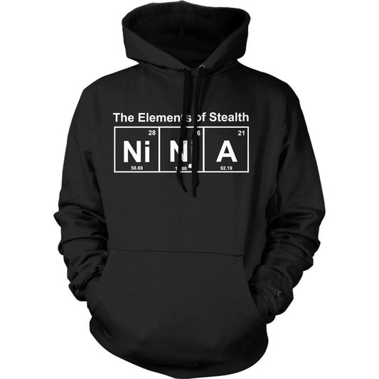 Ninja Element Sweater Funny Science Warrior Novelty Mens Graphic Nerdy Hoodie Funny Hoodies Science Hoodie Funny Nerd Pullover Novelty Sweatshirt Black