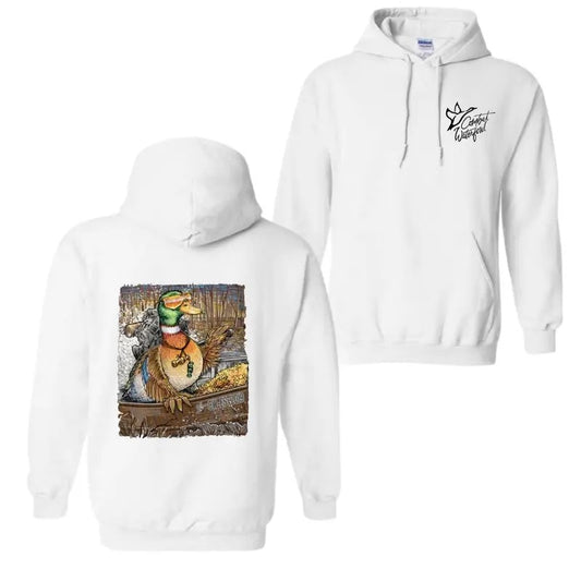 No Brand Waterfowl Art Hoodie - Vibrant Duck Illustration for Nature Lovers and Outdoor Enthusiasts - Fabric, Menswear