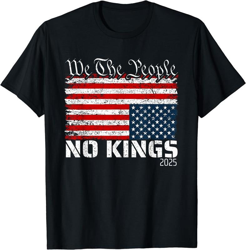 No Kings in America Distress Flag Upside Down We the People T-Shirt | Unisex Cotton Tee Gift, Crewneck, Short Sleeve