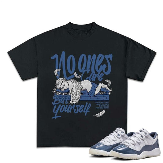 No Ones Care T-shirt, 11S Diffused Blue Unisex Shirt, Shirt To Match Sneaker, Streetwear Y2k Shirt Cotton Tshirt Clothing Menswear Top Oversized