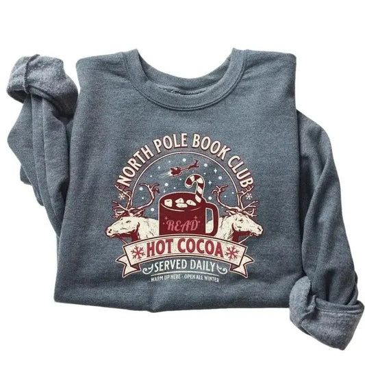 North Pole Book Club Sweatshirt, Bookish Christmas Sweater, Christmas Sweatshirt, Bookish Crewneck Cotton Menswear
