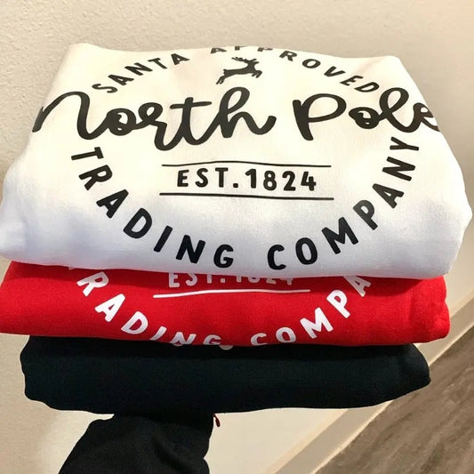 North Pole Sweatshirt | Festive Holiday Apparel | Cozy Christmas Sweater | Unique Xmas Gift | Vinyl Print Winter Clothing