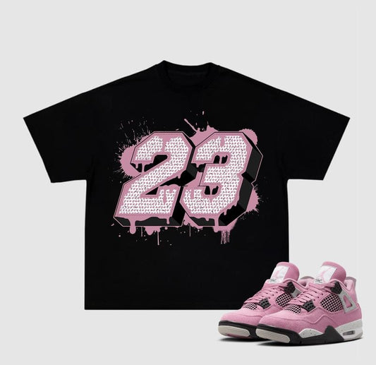 Number 23 Paint 4 Orchid Neutral Sneakers Outfits, Graphic Streetwear Y2k Cotton T-shirt