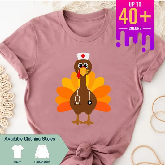 Nurse Turkey Shirt, Funny Thanksgiving Nurse Tee, Perfect Nurse Appreciation Gift, Thankful Nurse Apparel for the Holiday, Gift for Best Friend, Gift for Him & Her - Trending, Crew Neck, Top sweatshirt