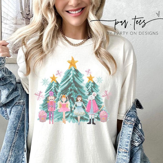 Nutcracker Christmas T-shirt festive xmas tee Santa Pink Tshirt Reindeer Pastel T-shirt Christmas tree Holiday Tee Christmas Pastel Tshirt Gift Santa Tee Top Womenswear Casual Casual Wear