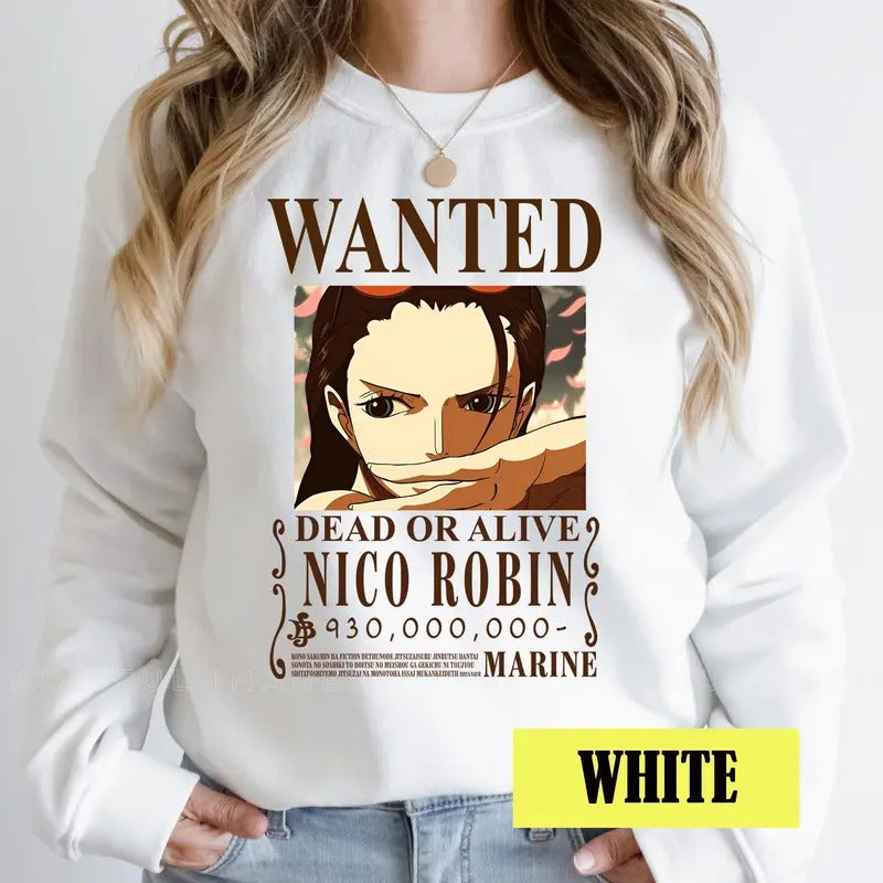 OP Wanted Pirates Anime Manga Characters Tshirt Crewneck Hoodie Comfort Cotton