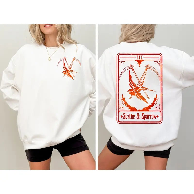 Officially Licensed - Scythe & Sparrow 2-Sided Sweatshirt, T-shirt, Hoodie, Butcher and Blackbird, Brynne Weaver, Smut Gift, Book Sweatshirt, Bookish Merch, Booktok, Content And Trigger Warnings Scythe & Sparrow