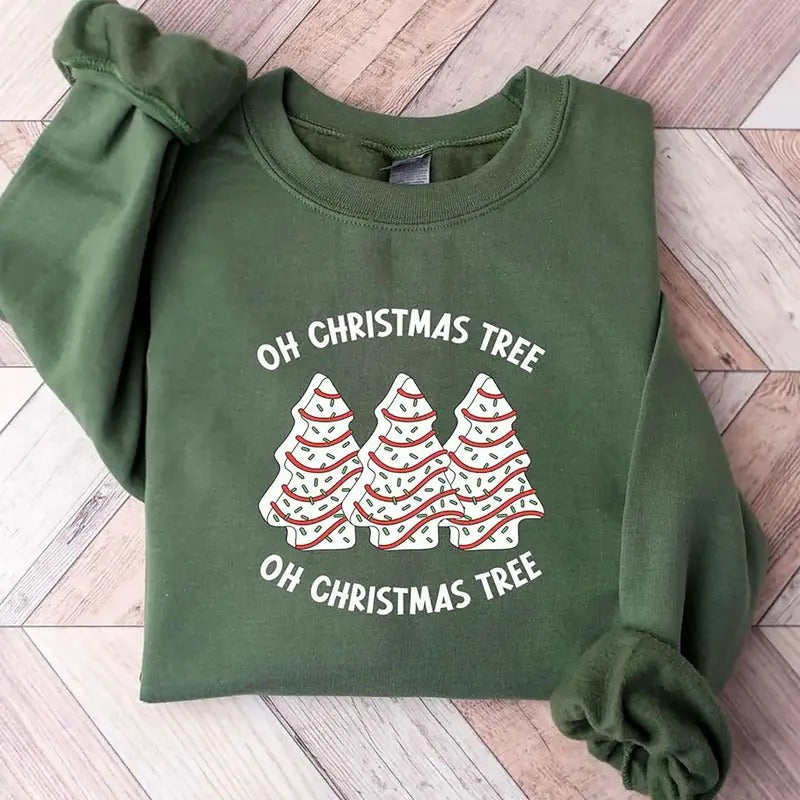 Oh Christmas Tree Crewneck Sweatshirt, Christmas Tree Cake Shirt, Family Christmas Holiday Hoodie, Christmas Cake Shirt for Women, Christmas Snack Sweatshirt