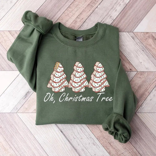 Oh Christmas Tree Sweatshirt, Christmas Cake Sweatshirt, Christmas Tree Cake Crewneck, Merry And Bright Christmas Tree Sweatshirt, Womens Merry Christmas Shirt, Xmas Holiday Shirt, Winter Sweatshirt, Xmas Christmas Gift Shirt