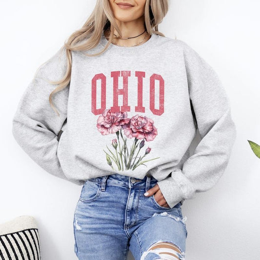 Ohio State Flower Sweatshirt, Crew Neck, Women's, Crewneck