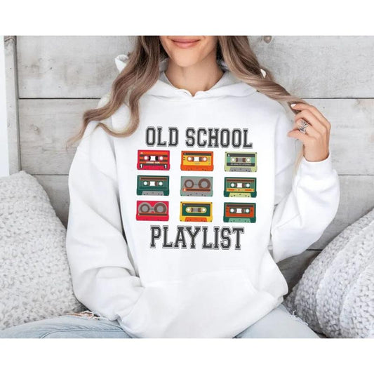 Old School Playlist Shirt, Retro 90s Music Party, Old School Hip Hop Sweatshirt, Cassette Hoodie, Unisex Sweater Pullover Tee