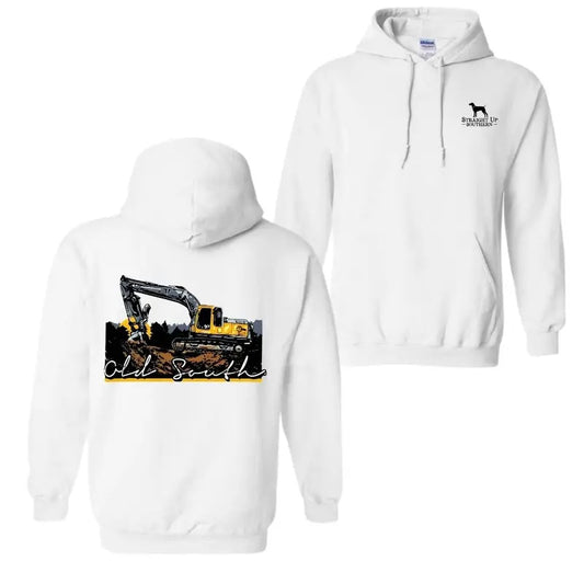 Old South Hoodie Bold Construction and Excavator Design with Southern Pride, Perfect for Heavy Equipment Operators, Construction Enthusiasts
