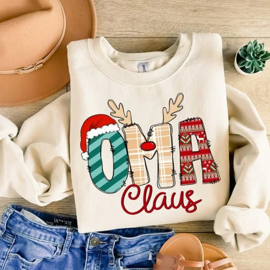 Oma Claus Sweatshirt, Oma Claus Christmas Shirt, Oma Claus Shirt, Grandma Christmas Shirt, Grandma Christmas Gift, Xmas Crewneck Shirts